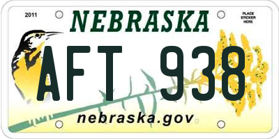 NE license plate AFT938