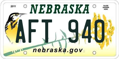 NE license plate AFT940