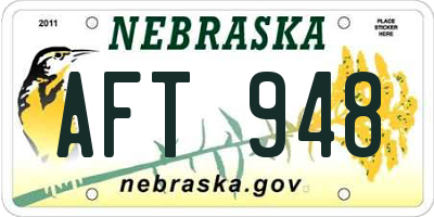 NE license plate AFT948