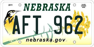 NE license plate AFT962