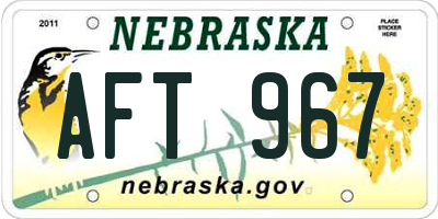 NE license plate AFT967