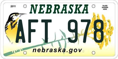NE license plate AFT978