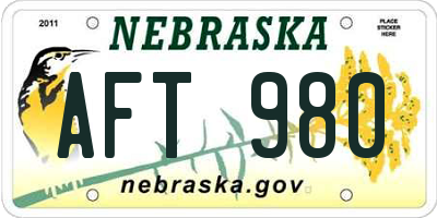 NE license plate AFT980