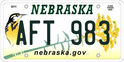 NE license plate AFT983