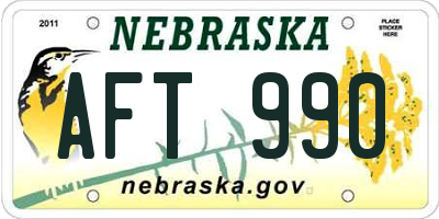 NE license plate AFT990