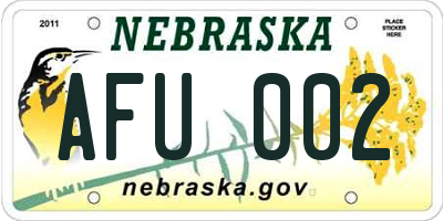 NE license plate AFU002