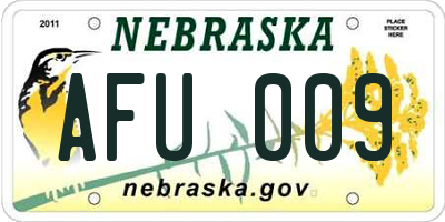 NE license plate AFU009