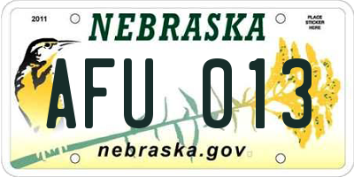 NE license plate AFU013
