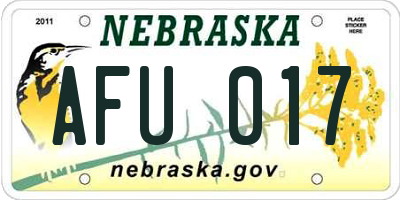 NE license plate AFU017