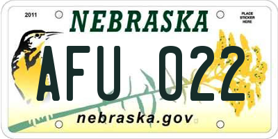 NE license plate AFU022