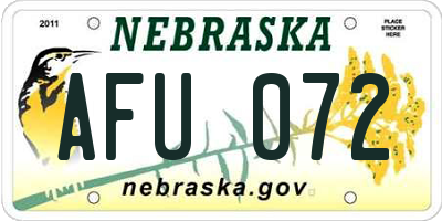 NE license plate AFU072