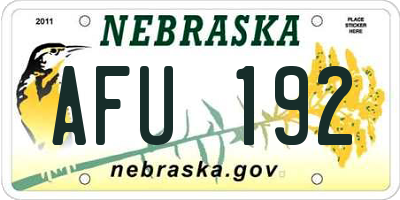 NE license plate AFU192