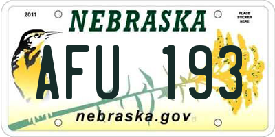 NE license plate AFU193