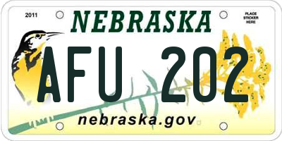 NE license plate AFU202