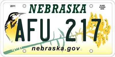 NE license plate AFU217