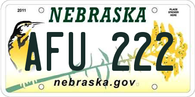NE license plate AFU222