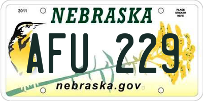 NE license plate AFU229
