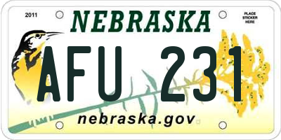 NE license plate AFU231