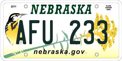 NE license plate AFU233