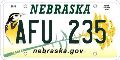 NE license plate AFU235