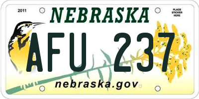 NE license plate AFU237