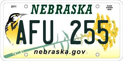 NE license plate AFU255