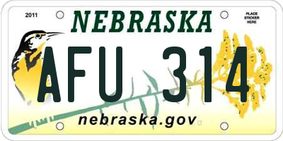 NE license plate AFU314