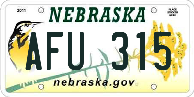 NE license plate AFU315