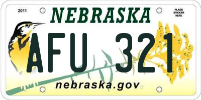NE license plate AFU321