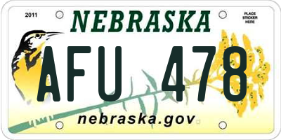 NE license plate AFU478