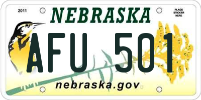 NE license plate AFU501