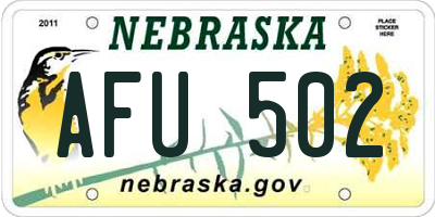 NE license plate AFU502