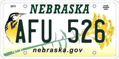 NE license plate AFU526