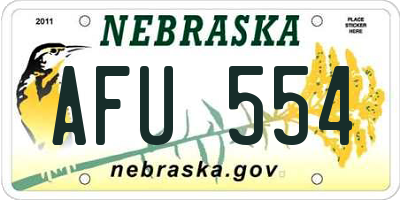 NE license plate AFU554