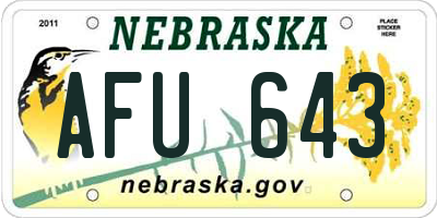 NE license plate AFU643