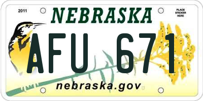 NE license plate AFU671