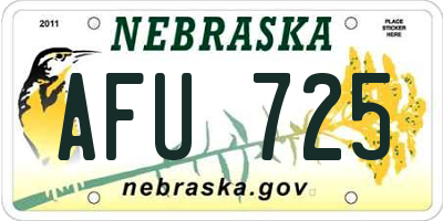 NE license plate AFU725