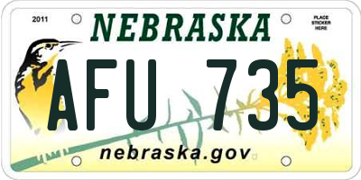 NE license plate AFU735