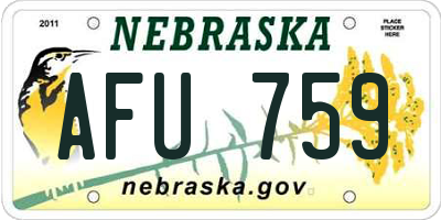 NE license plate AFU759