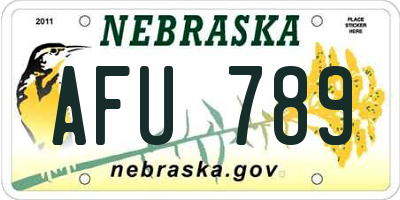 NE license plate AFU789