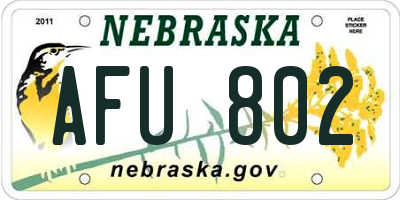 NE license plate AFU802