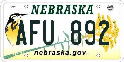 NE license plate AFU892