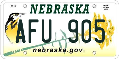 NE license plate AFU905