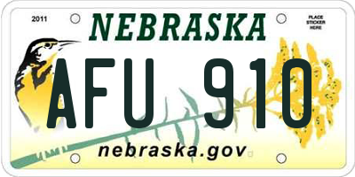 NE license plate AFU910