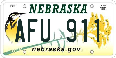 NE license plate AFU911