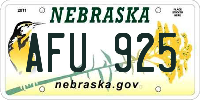 NE license plate AFU925