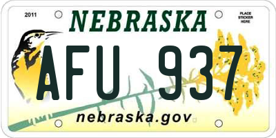 NE license plate AFU937