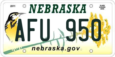 NE license plate AFU950