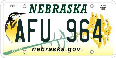 NE license plate AFU964