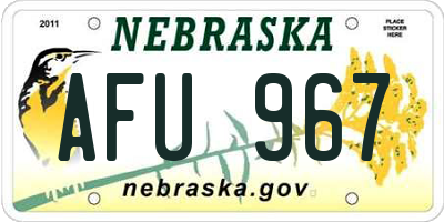 NE license plate AFU967